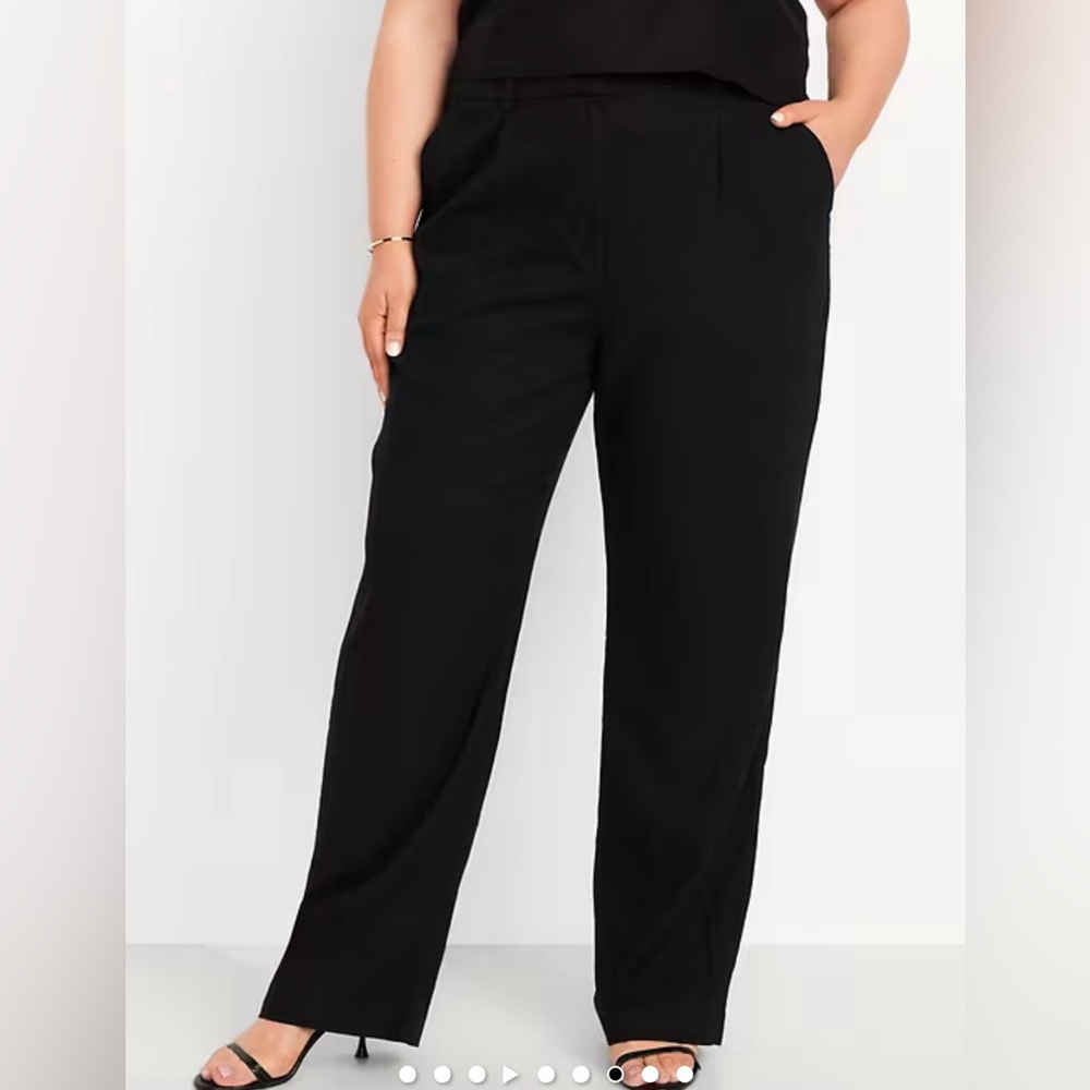 NEW Old Navy Women’s Taylor Trouser High Rise Linen Wide Leg‎ Pants XL Black